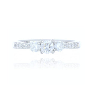 18ct White Gold 0.60ct Diamond 3 Stone Ring With Diamond Set Shoulders