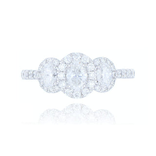 18ct White Gold 1.03ct Diamond 3 Stone Cluster Ring