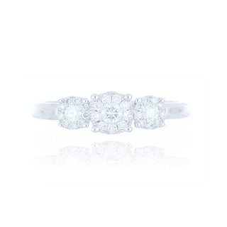 18ct White Gold 0.30ct Diamond 3 Stone Cluster Ring