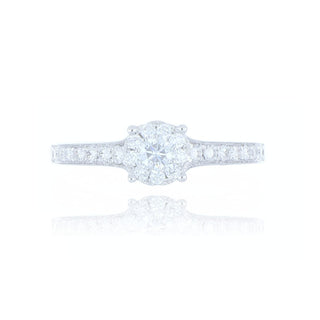 18ct White Gold 0.45ct Diamond Cluster Ring With Diamond Set Shoulders