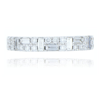 18ct white gold 0.60ct diamond fancy cluster half eternity ring