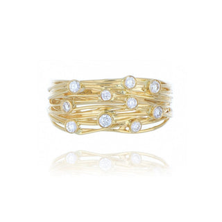 18ct Yellow Gold Threaded Diamond Scatter Ring