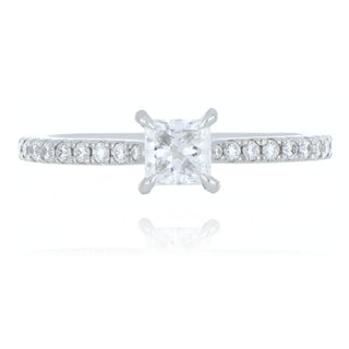 A&S Engagement Collection Platinum 0.50ct diamond solitaire ring with diamond set shoulders