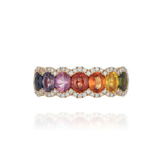 18ct Rose Gold 2.07ct Rainbow Sapphire Half Eternity Ring