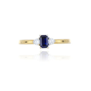 18ct Yellow Gold Sapphire And Diamond 3 Stone Ring