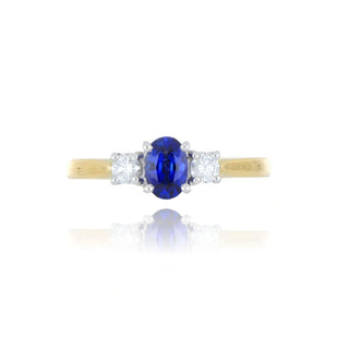 18ct Yellow Gold 0.59ct Sapphire And Diamond 3 Stone Ring