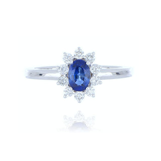 18ct White Gold 0.75ct Sapphire And Diamond Cluster Ring