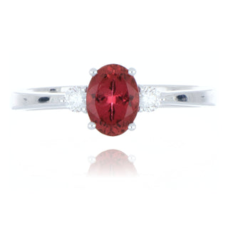 18ct White Gold 0.85ct Pink Tourmaline and Diamond 3 stone ring