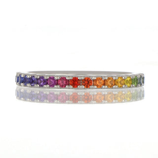 18ct White Gold 0.30ct Rainbow Sapphire Half Eternity Ring