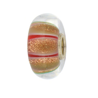 Trollbeads Unique red and gold band bead