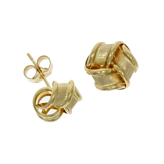 9ct Yellow Gold Satin Ribbon Knotted Stud Earrings