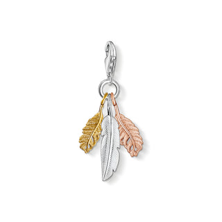 Thomas Sabo Silver, Rose and Yellow Gold Plated Feather Charm