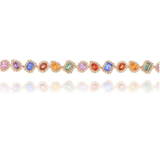 18ct Rose Gold 6.26ct Rainbow Sapphire and Diamond Bracelet