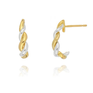 9ct Yellow and White Gold Twisted Hoop Earrings