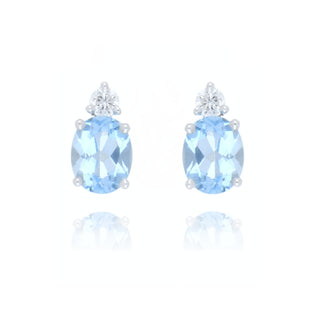 18ct white gold 0.66ct aquamarine and diamond stud earrings