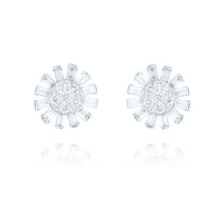 18ct white gold 0.69ct diamond sunflower stud earrings