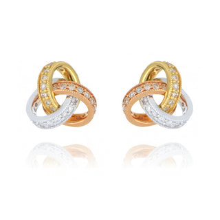 18ct White, Yellow and Rose Gold 0.32ct Diamond Knotted Stud Earrings