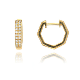 18ct Yellow Gold 0.30ct Diamond Octagonal Huggy Hoop Earrings