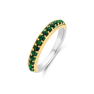 Ti Sento Yellow Gold Plated Malachite Half Eternity Ring - Size 54