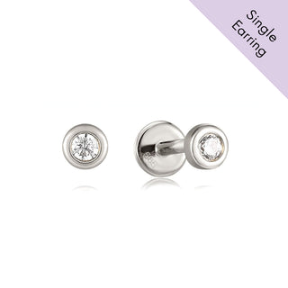 A&S Ear Styling Collection 14ct White Gold Diamond Rub-over Single Stud Earring