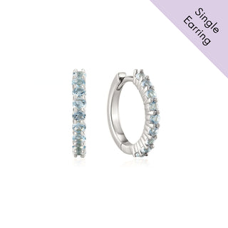 A&S Ear Styling Collection 14ct White Gold Aquamarine Single Hoop Earring