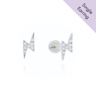 A&S Ear Styling Collection 14ct White Gold Diamond Lightning Bolt Single Stud Earring