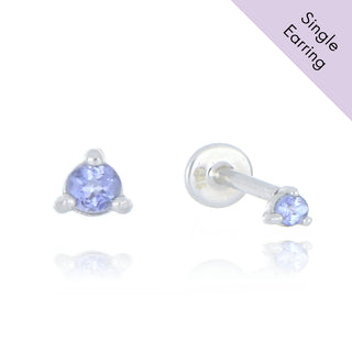 A&S Ear Styling Collection 14ct White Gold 2mm Tanzanite Single Stud Earring