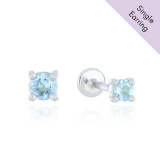 A&S Ear Styling Collection 14ct White Gold 3mm Aquamarine Single Stud Earring