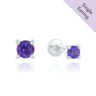 A&S Ear Styling Collection 14ct White Gold 3mm Amethyst Single Stud Earring