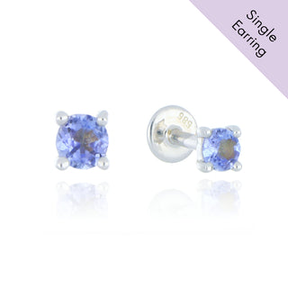 A&S Ear Styling Collection 14ct White Gold 3mm Tanzanite Single Stud Earring