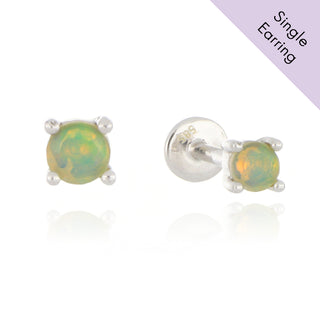 A&S Ear Styling Collection 14ct White Gold 3mm Opal Single Stud Earring