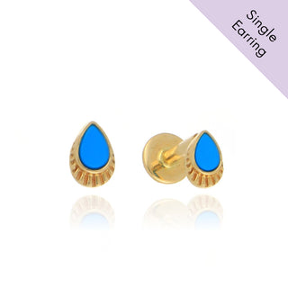 A&S Ear Styling Collection 14ct Yellow Gold Pear Turquoise Single Stud Earring