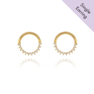 A&S Ear Styling Collection 14ct Yellow Gold Diamond Side Set Single Hoop Earring