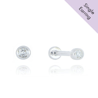 A&S Ear Styling Collection 14ct White Gold 2mm Rubover Diamond Single Stud Earring