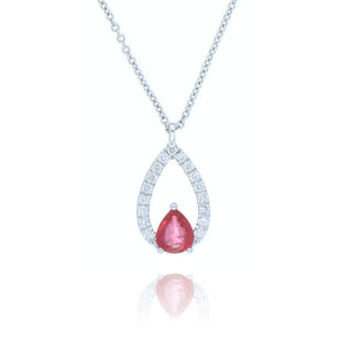 18ct White Gold 0.31ct Ruby And Diamond Open Necklace