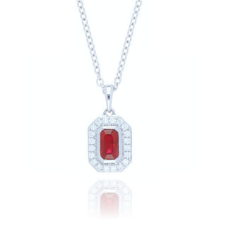 18ct White Gold 0.36ct Ruby And Diamond Cluster Necklace