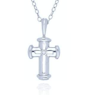 18ct White Gold Diamond Set Cross Pendant (chain Not Included)