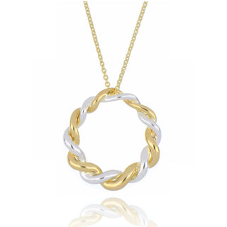 9ct Yellow and White Gold Twisted Circle Necklace