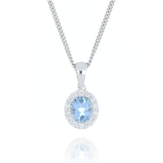 18ct White Gold 0.29ct Aquamarine and Diamond Necklace