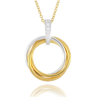 18ct yellow and white gold 0.08ct diamond circles necklace