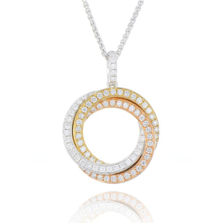 18ct White, Yellow and Rose Gold 0.51ct Diamond Interlocked Circles Necklace