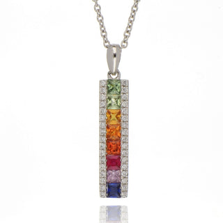 18ct White Gold Rainbow Sapphire And Diamond Necklace