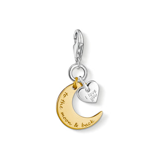 Thomas Sabo Silver and Yellow Gold Plated 'I love you to the moon and back' Charm