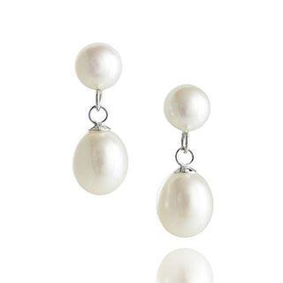 Jersey Pearl Silver Dew Drop Pearl Earrings