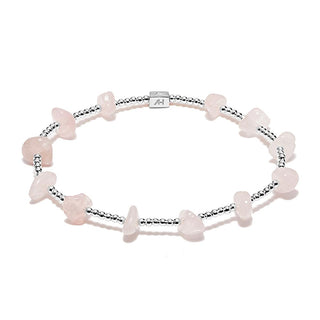 Annie Haak Silver and Rose Quartz Fleur Chip Bracelet 17cm