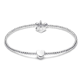 Annie Haak Silver Dainty Boxed Heart Bracelet 19cm