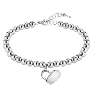 Boss Stainless Steel Beaded Heart Bracelet