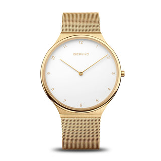 Bering 40mm Yellow Gold Plated Ultra Slim White Quartz Watch