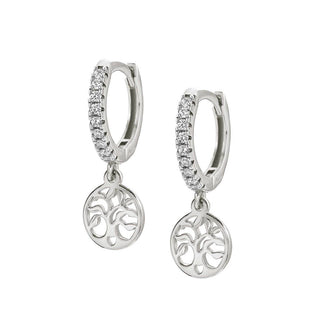 Nomination Sterling Silver and Cubic Zirconia Chic&Charm Tree of Life Hoop Drop Earrings