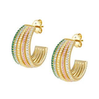 Nomination Yellow Gold Plated Rainbow Cubic Zirconia Lovelight Oval Earrings